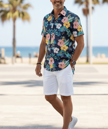 Camisa Semi Slim de Flores Fabricada en España