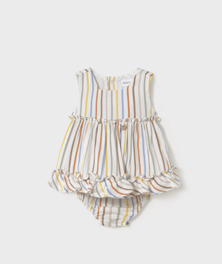 Vestido con cubrepañal rayas recién nacida SS25
