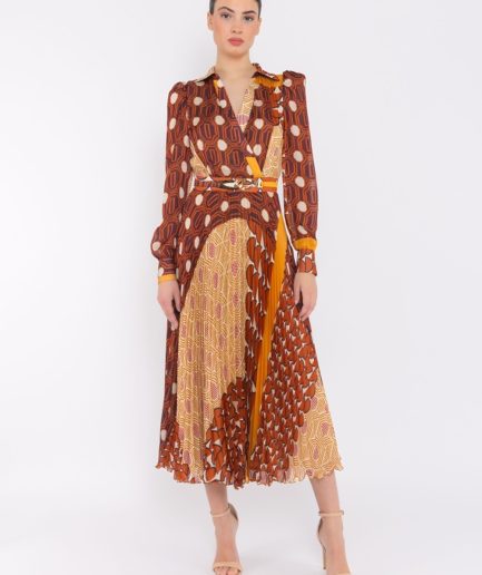 Vestido Midi Plisado Estampado