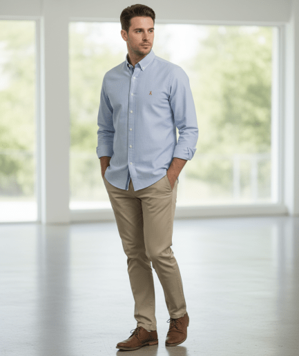 Camisa Semientallada de Sarga Algodón Tijeritas - Hecha en España