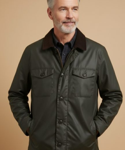 Chaquetón de Algodón Efecto Encerado con Detalles de Pana