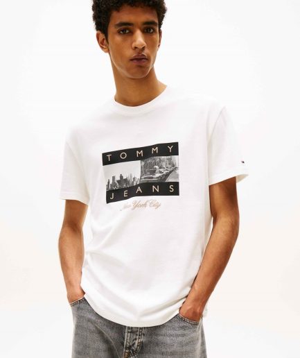 Camiseta de Algodón Premium con Logo Tommy y Dibujo Nueva York