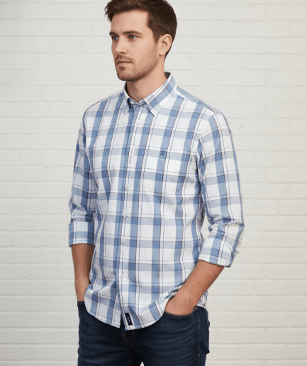 Camisa Cuadro Ventana Fondo Blanco