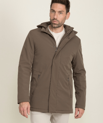 Parka Larga Resistente al Agua SLIM FIT con Capucha Desmontable