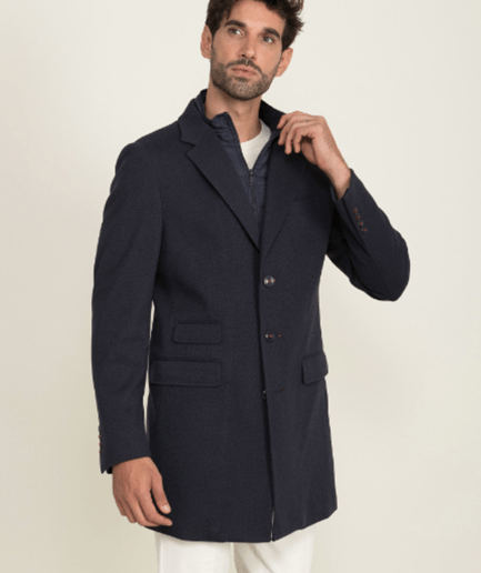 Abrigo Elegante con Solapas y Pecherín Desmontable SLIM FIT