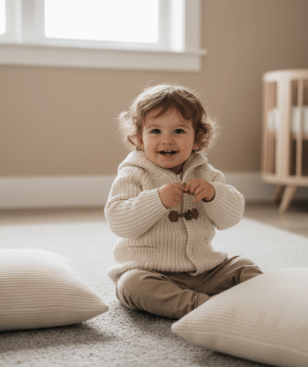 Abrigo para Niño en Punto con Forro Interior