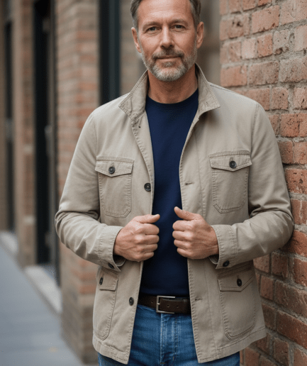 Chaqueta de Algodón Estilo Vintage con 4 Bolsillos