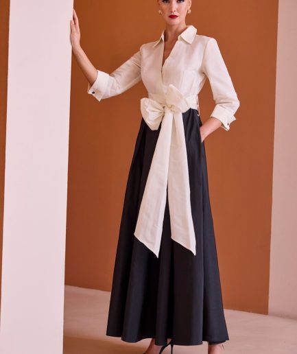 Vestido Camisero Combinado Largo de Carla Ruiz