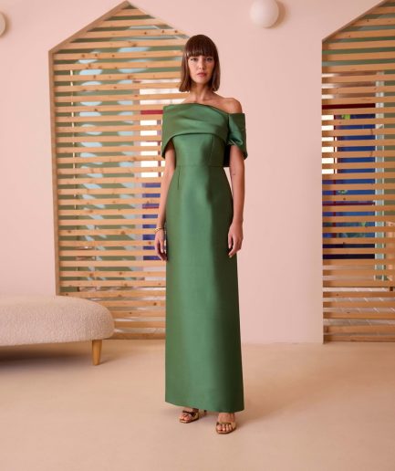 Vestido Largo España Con Cuello Envolvente by Carla Ruiz