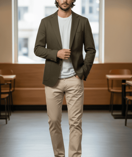 Chaqueta de Algodón Elástico Canvas con Carteras