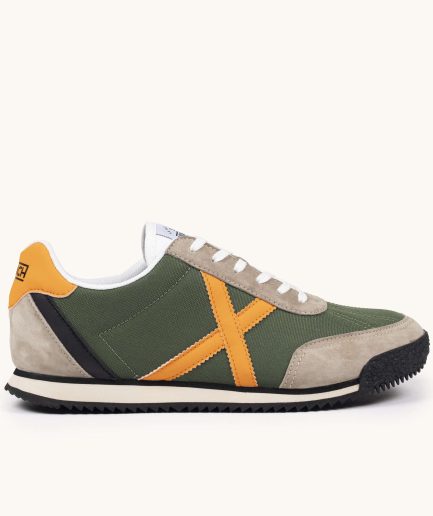Zapatillas clasicas y planas Verde Caqui y Naranja MUNICH RIBER 14