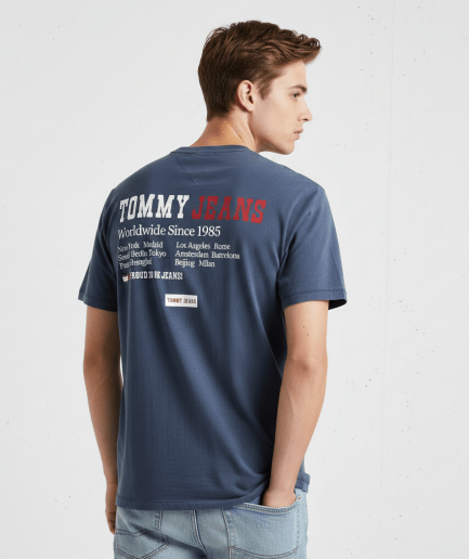Camiseta de Algodón Tommy con Logo en Espalda