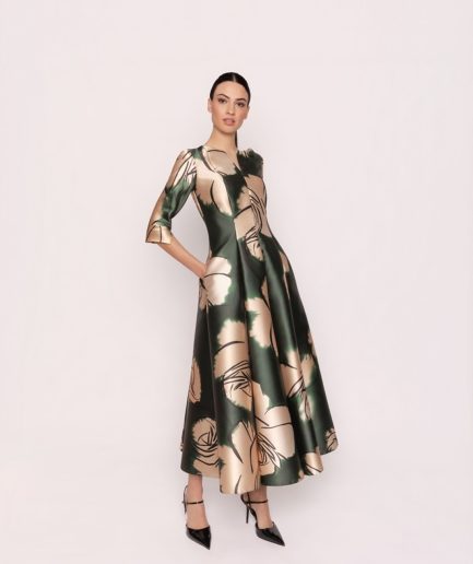 Vestido Midi con Vuelo y Estampado Floral