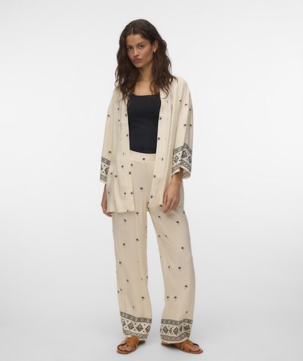 Pantalón de Pierna Recta con Estampado de Palmeras