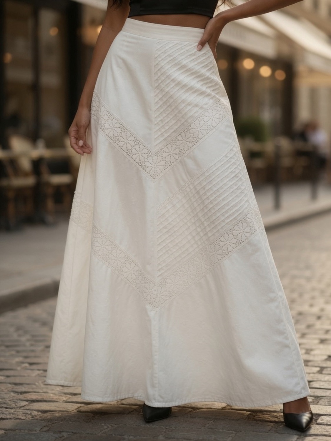 Falda algodón bordada