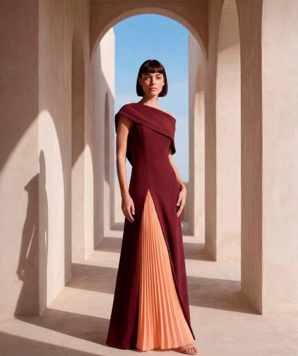 Vestido Quilla Largo Madrina Plisado
