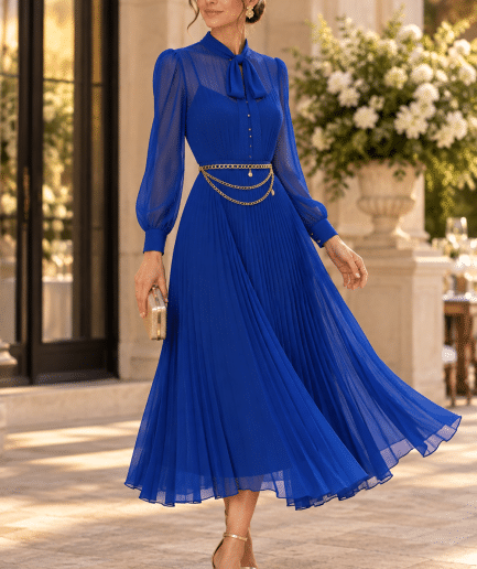 Vestido Midi Plisado Elegante