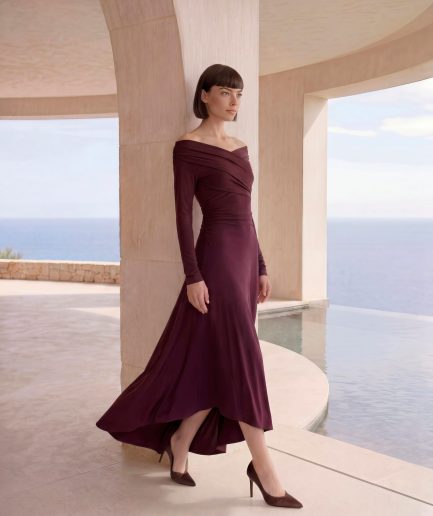 Vestido de Picos con Escote Cruzado Elegante