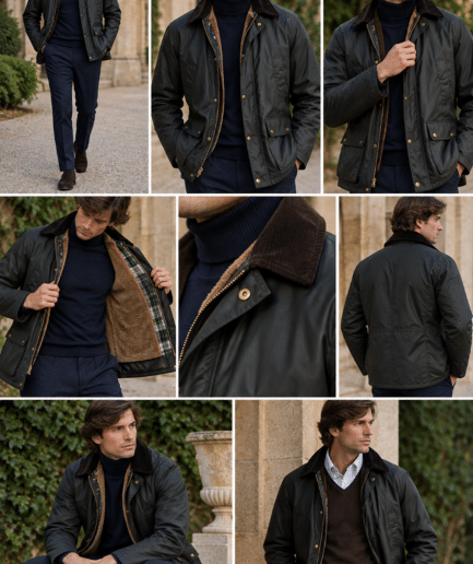Chaqueta Encerada con Interior Desmontable Estilo Británico