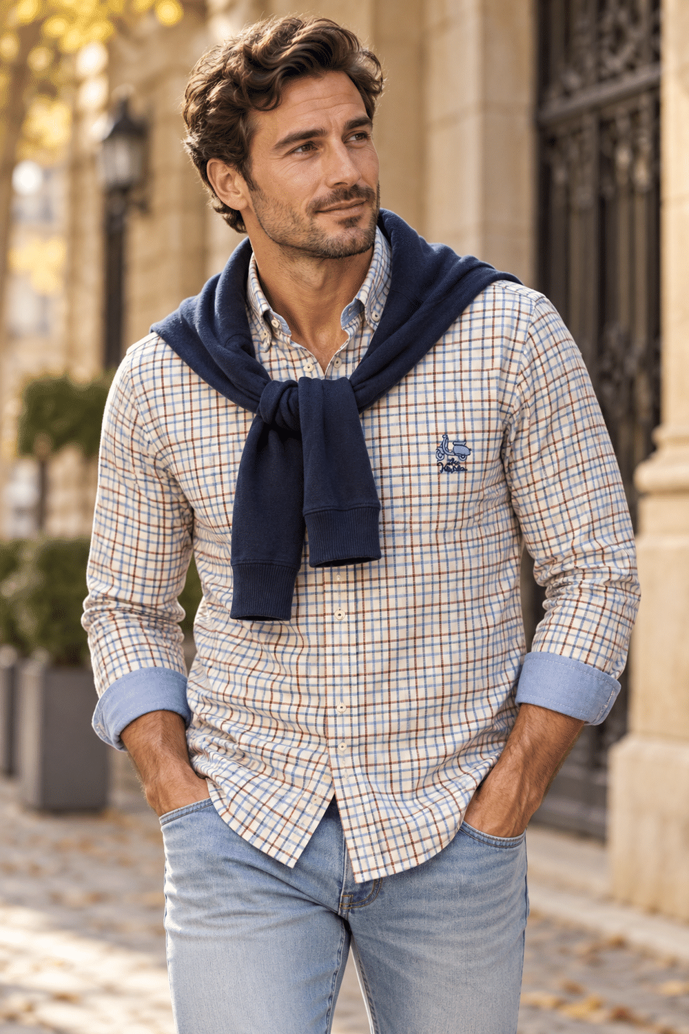 Camisa de cuadros, estilo urbano otoñal-1