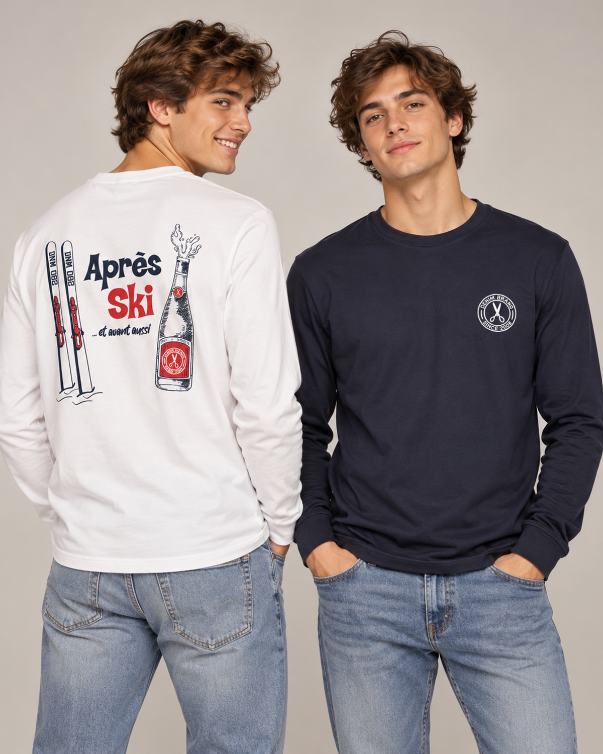 Camisetas Denim Brand_ blanco y azul marino