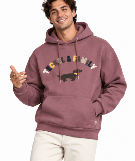 Sudadera Canguro con Capucha y Logo Teckel en Rizo