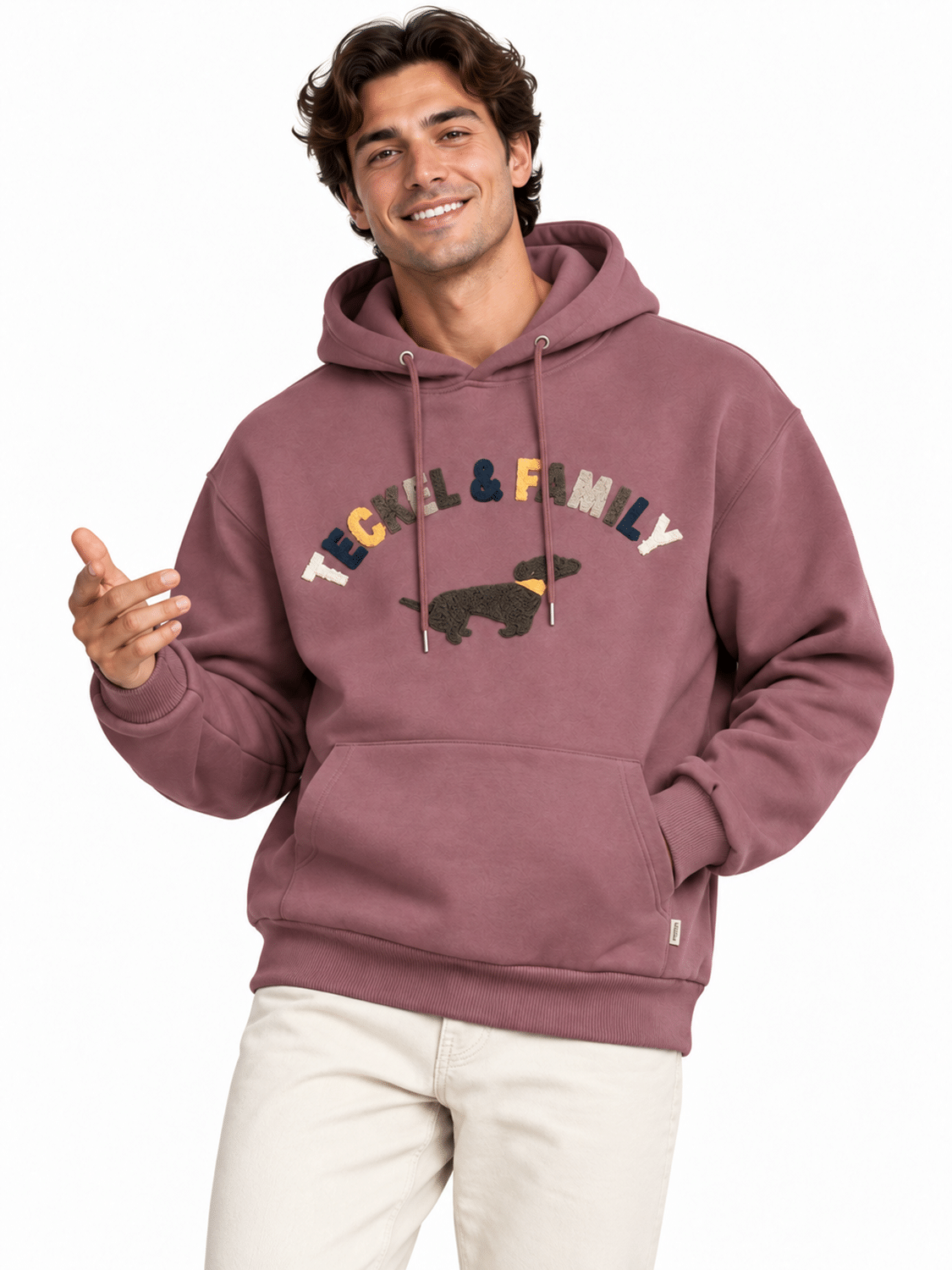 Sudadera malva en primer plano