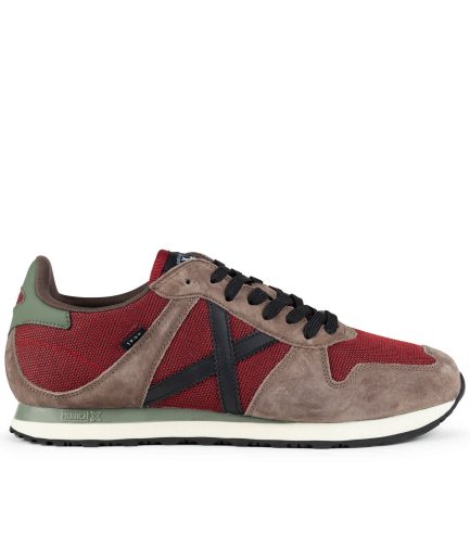 MUNICH MASSANA CLASSIC MAN 621 Sneaker Retro Running Granate y Marrón con detalles Verdes y Negros